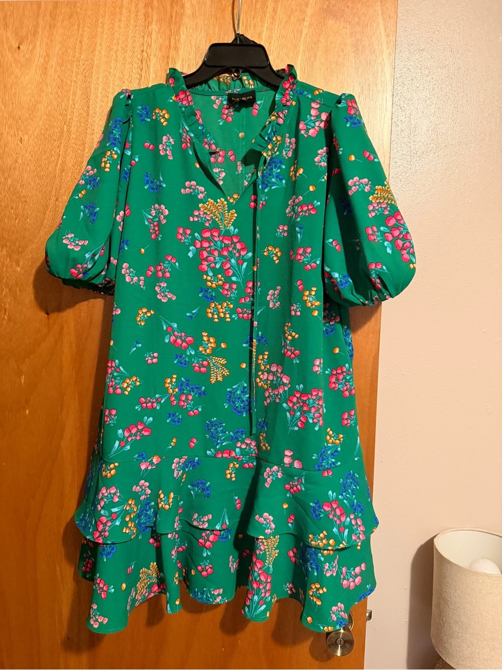 Sugarlips Emerald Green Floral Ruffle Mini Dress